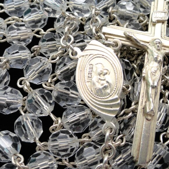 Sterling Silver and Crystal Beads 29 Grams 21" Rosary - Picture 4 of 4